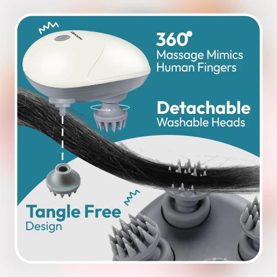 3-Speed Rechargeable Scalp Massager – Portable Electric Head Massager with Soft Silicone Nodes