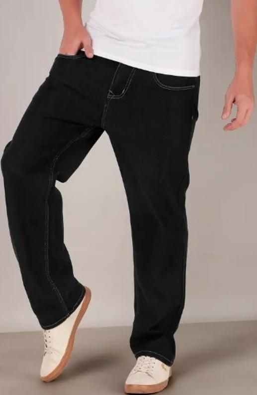 Men's Loose Fit Mid Rise Black Jeans