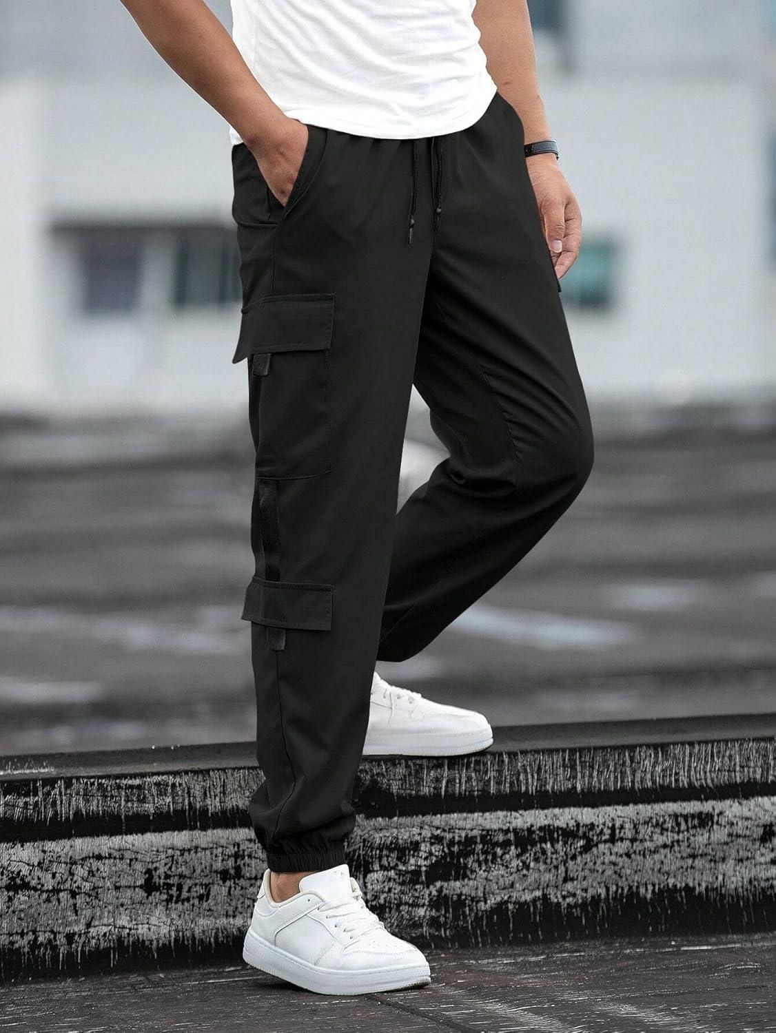 Men's Solid Cargo Pant Black