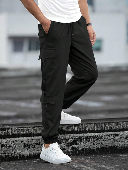 Men's Solid Cargo Pant Black